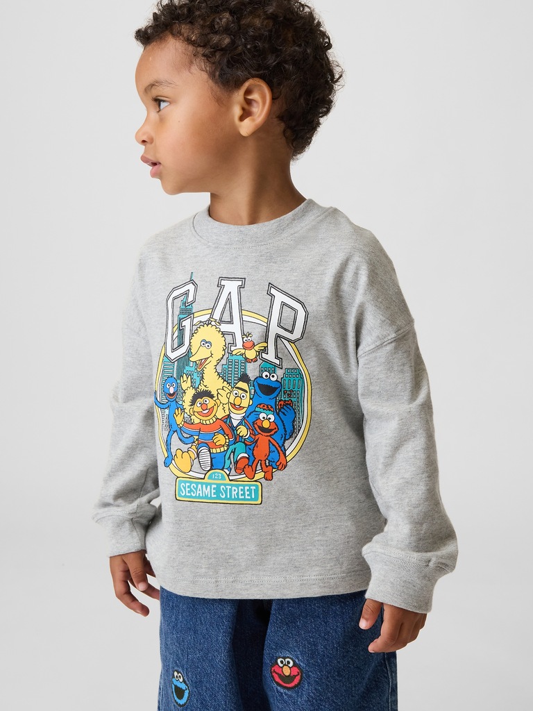 T-shirt à imprimé Sesame Street avec logo incurvé pour bébé et tout-petit