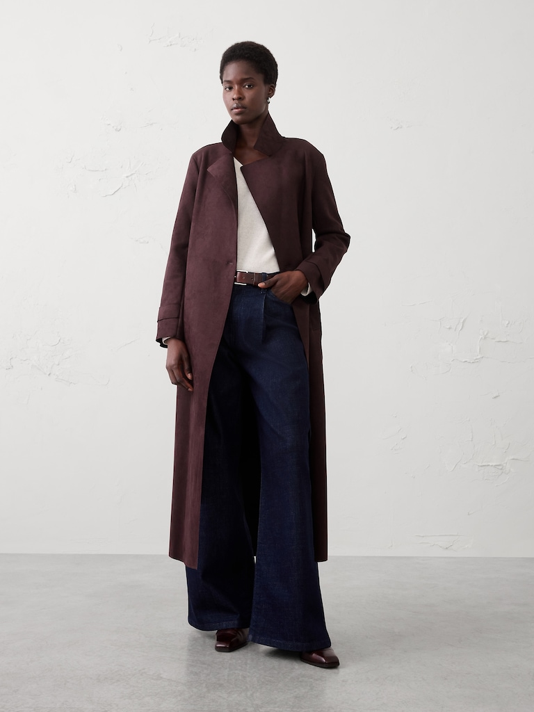 Vegan Suede Long Coat
