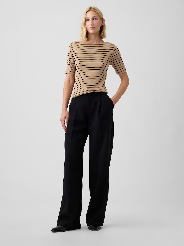 Modern Ribbed Boatneck Top