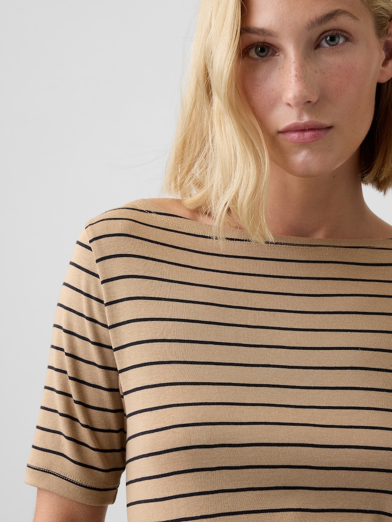 Modern Ribbed Boatneck Top