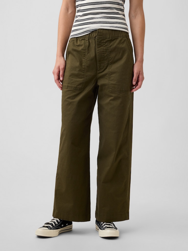 Mid Rise Wide-Leg Khakis