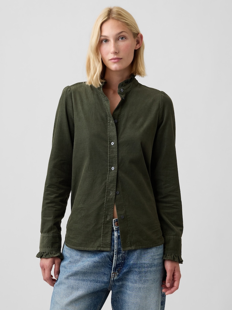 Corduroy Ruffle Shirt
