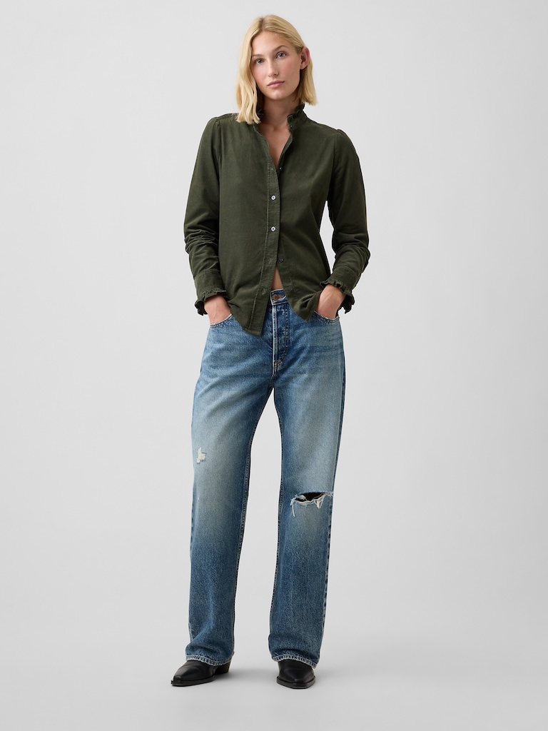 Corduroy Ruffle Shirt