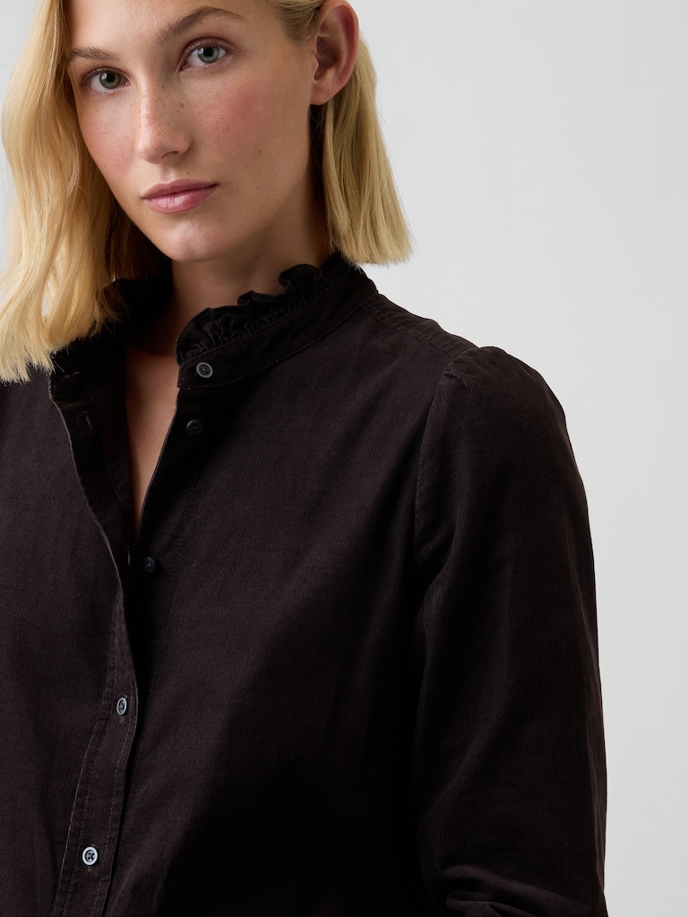 Corduroy Ruffle Shirt