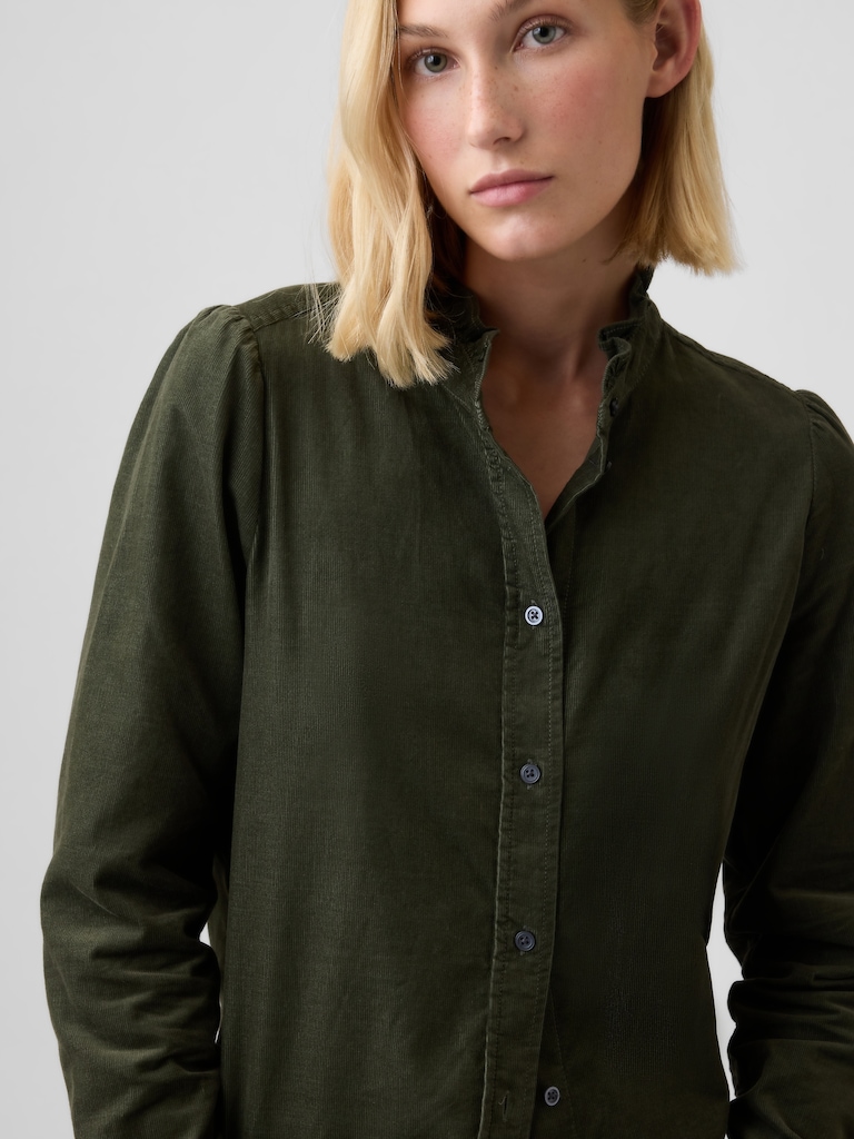 Corduroy Ruffle Shirt