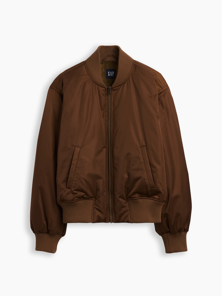 Padded Satin Bomber Jacket