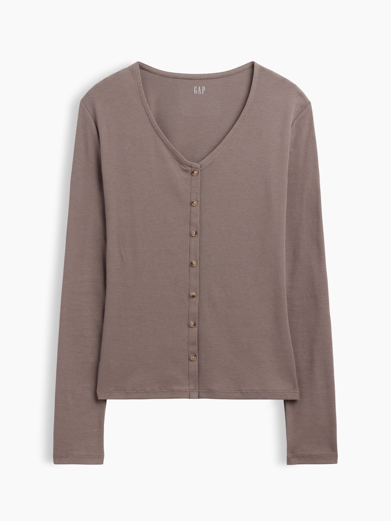 Fitted Ribbed V-Neck Top