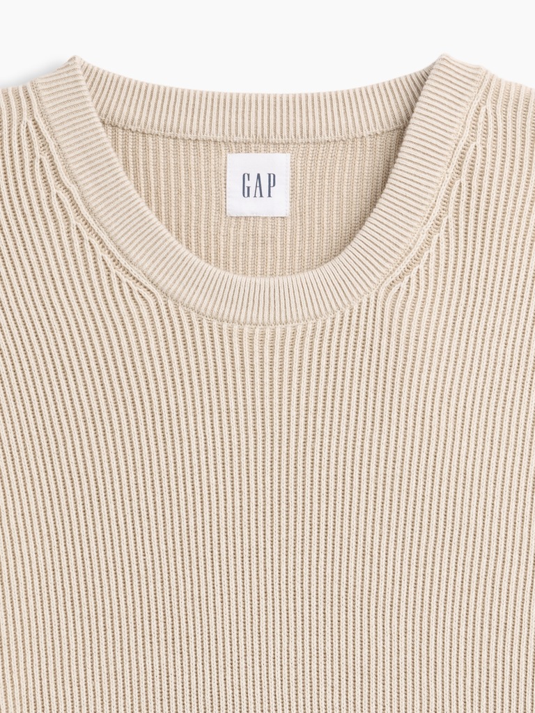 Relaxed Fisherman Stitch Crewneck Sweater