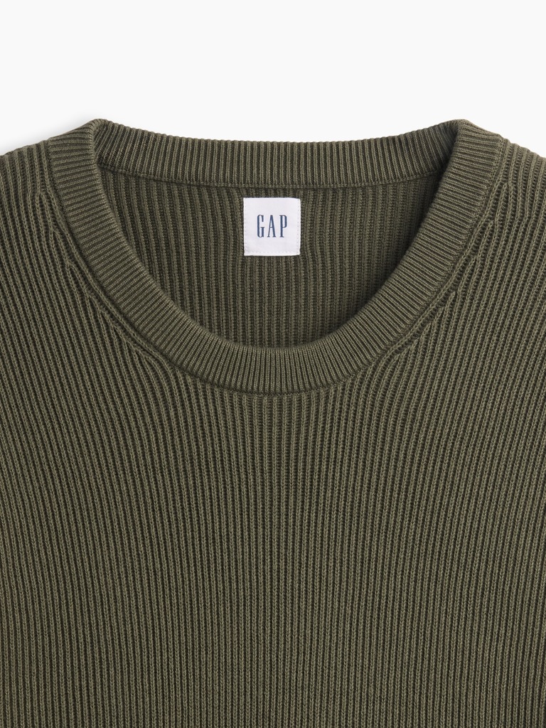 Relaxed Fisherman Stitch Crewneck Sweater