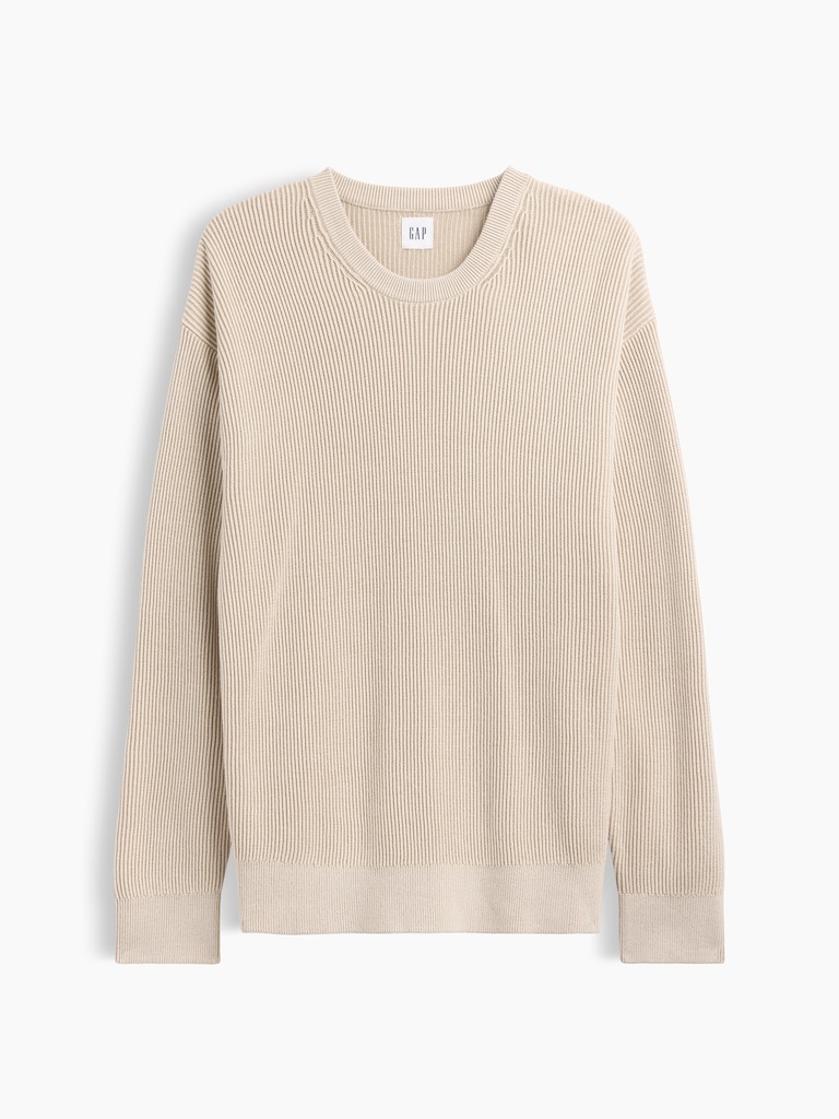 Relaxed Fisherman Stitch Crewneck Sweater