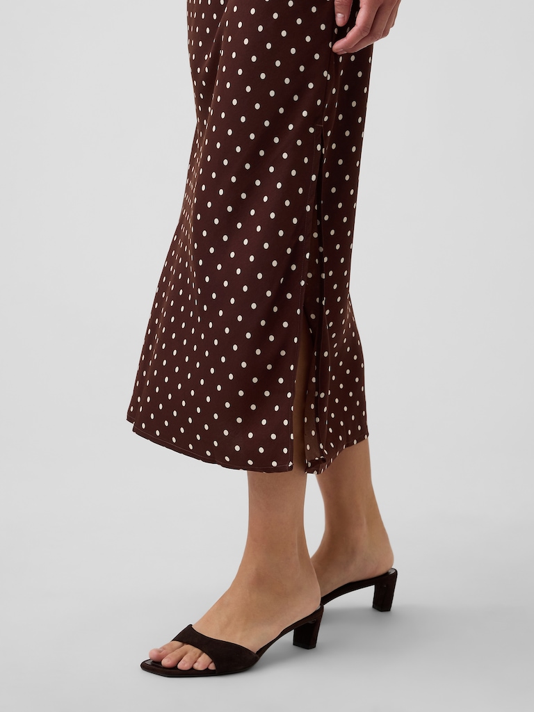 Satin Pull-On Maxi Skirt