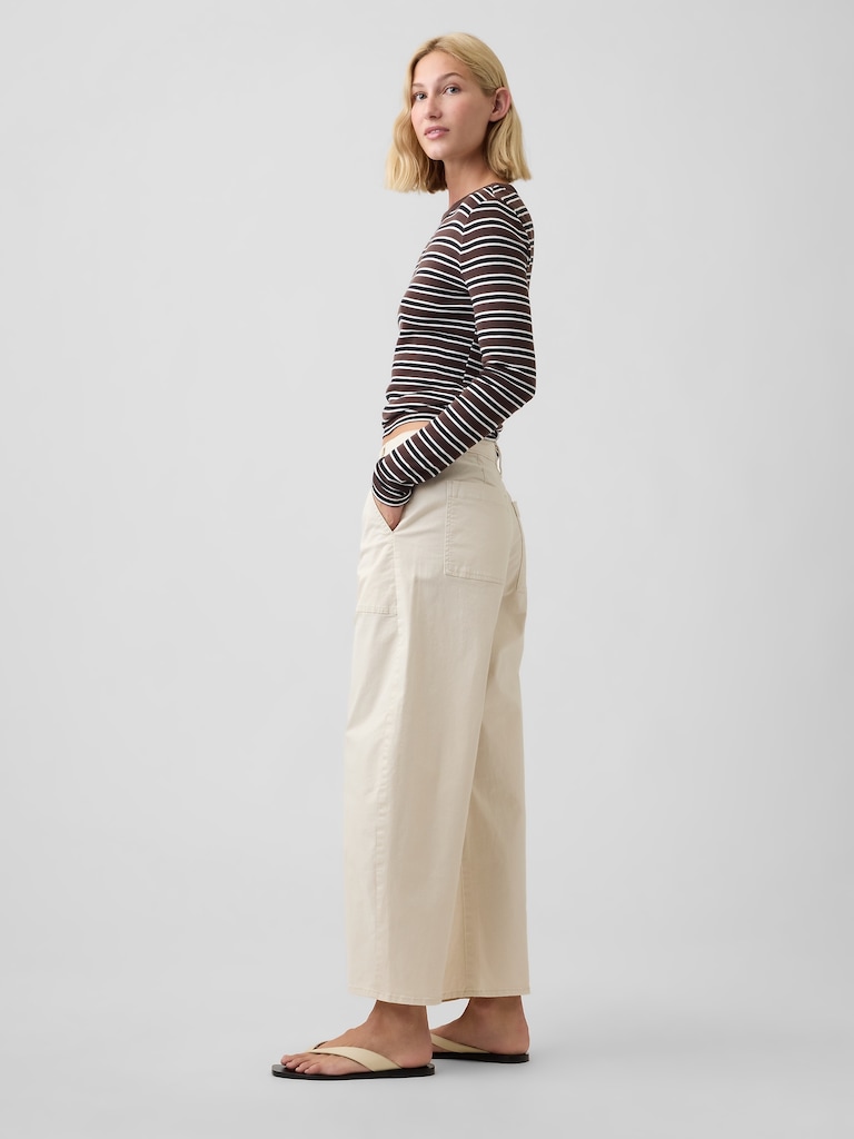 Mid Rise Barrel Khakis