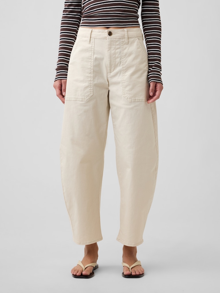Mid Rise Barrel Khakis