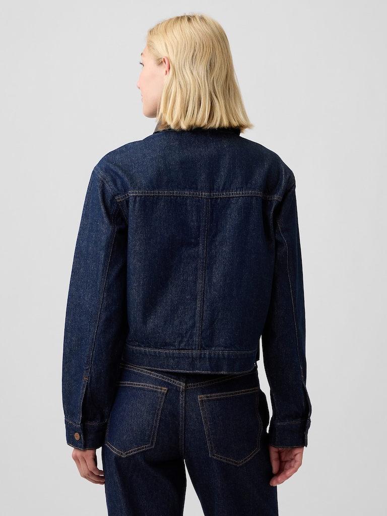 Relaxed Cropped Denim Chore Jacket