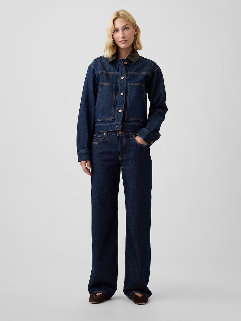 Relaxed Cropped Denim Chore Jacket
