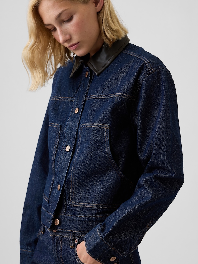 Relaxed Cropped Denim Chore Jacket