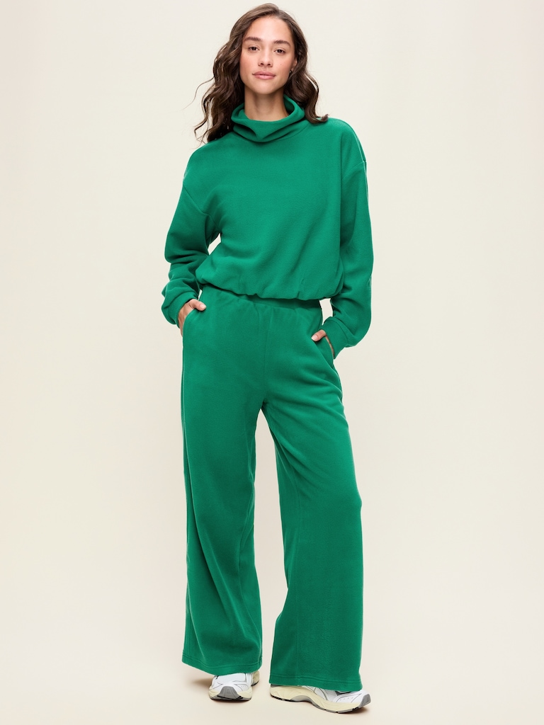 Extra High-Waisted Microfleece Wide-Leg Sweatpants