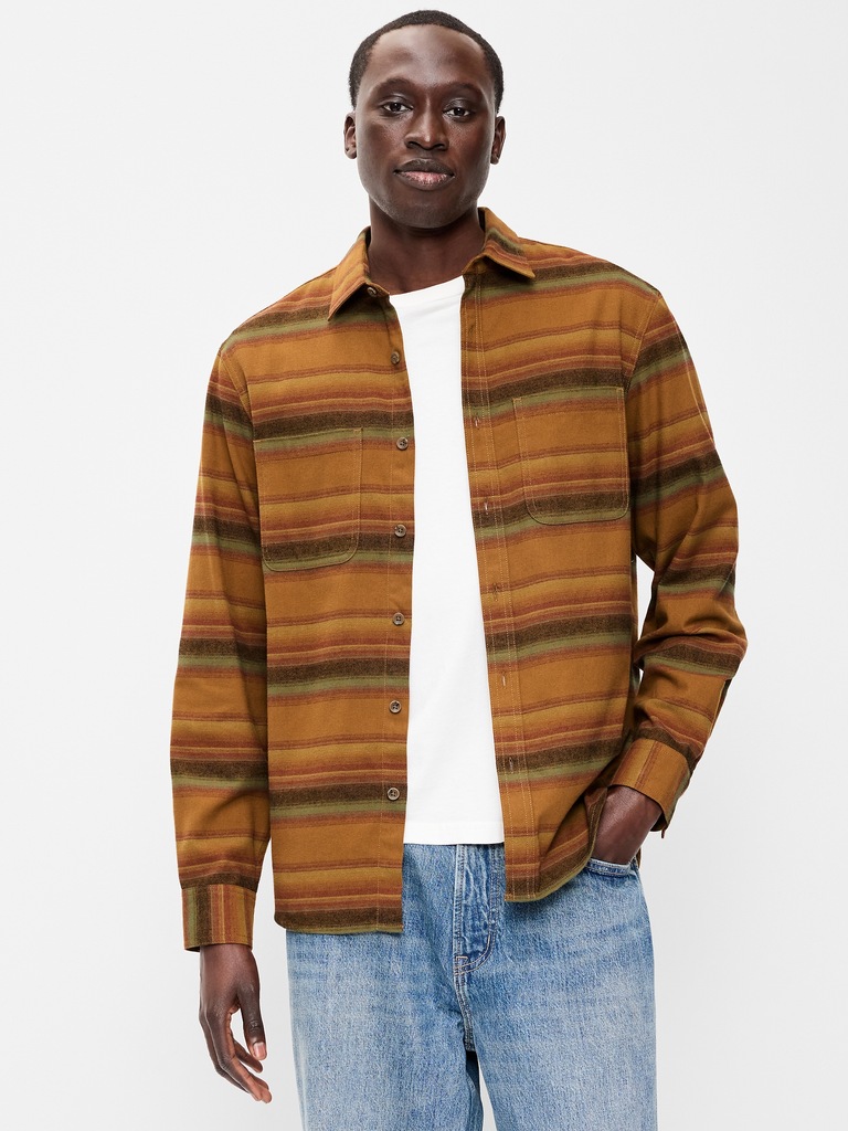 Relaxed Long-Sleeve Flannel Pocket Shirt