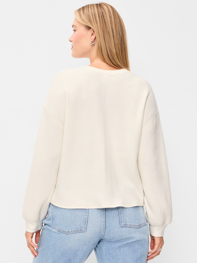 Long-Sleeve Crew-Neck Henley T-Shirt