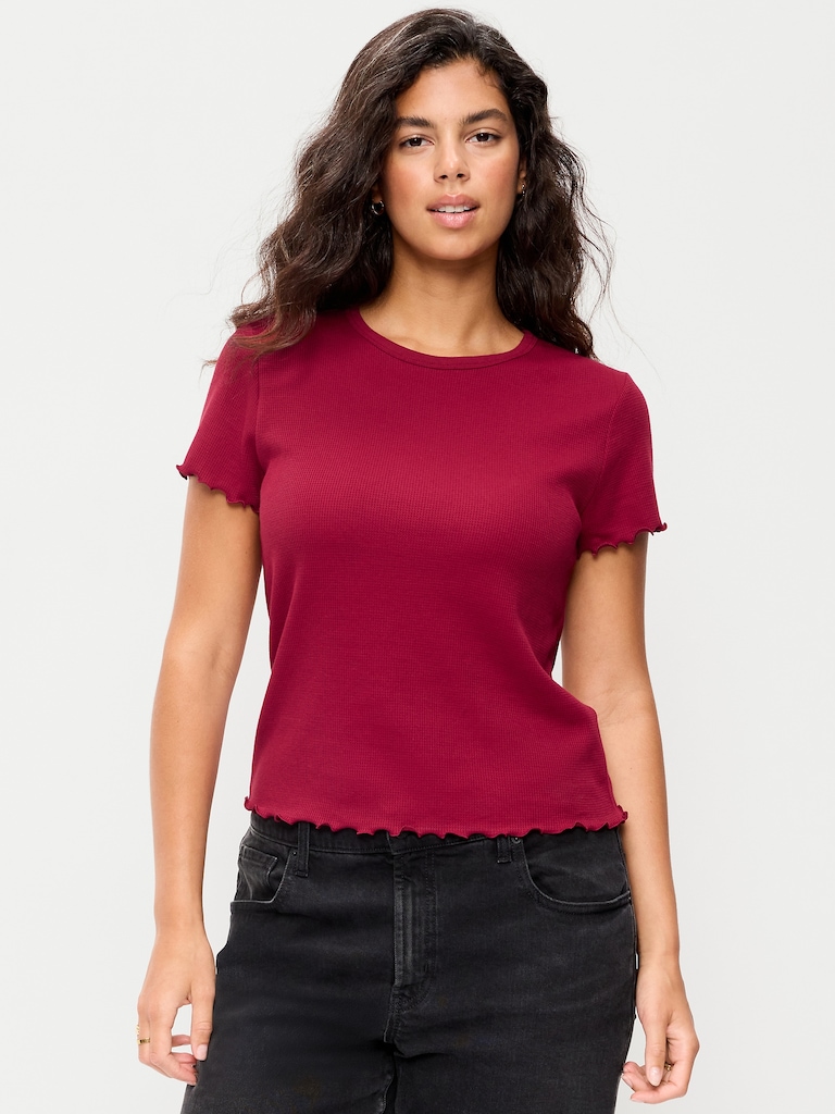 T-shirt ajusté court en tricot gaufré