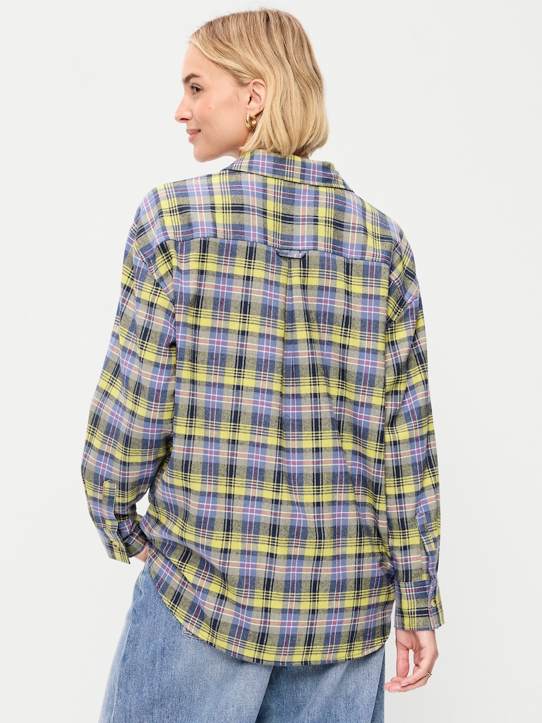 Oversized Button-Down Boyfriend Flannel Shirt