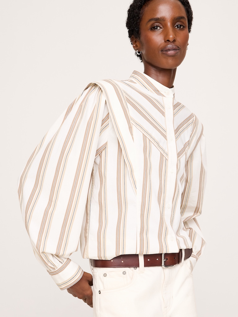 Cotton Layered-Collar Shirt
