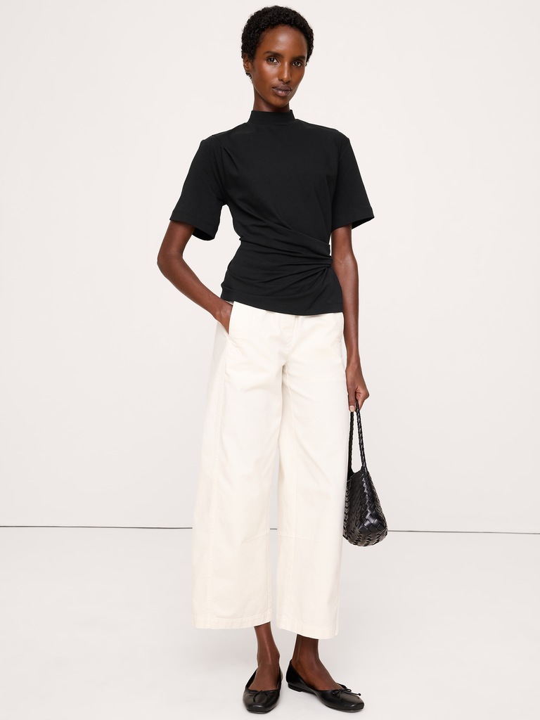 Stretch-Cotton High-Neck Top