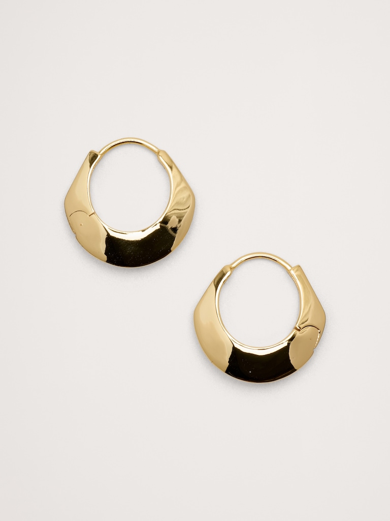 Hammered Drop Hoop Earrings