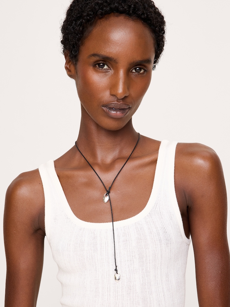 Pebble Leather Cord Necklace