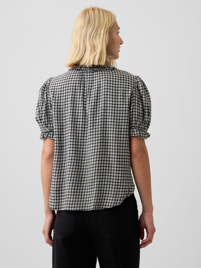Puff Sleeve Flannel Shirt