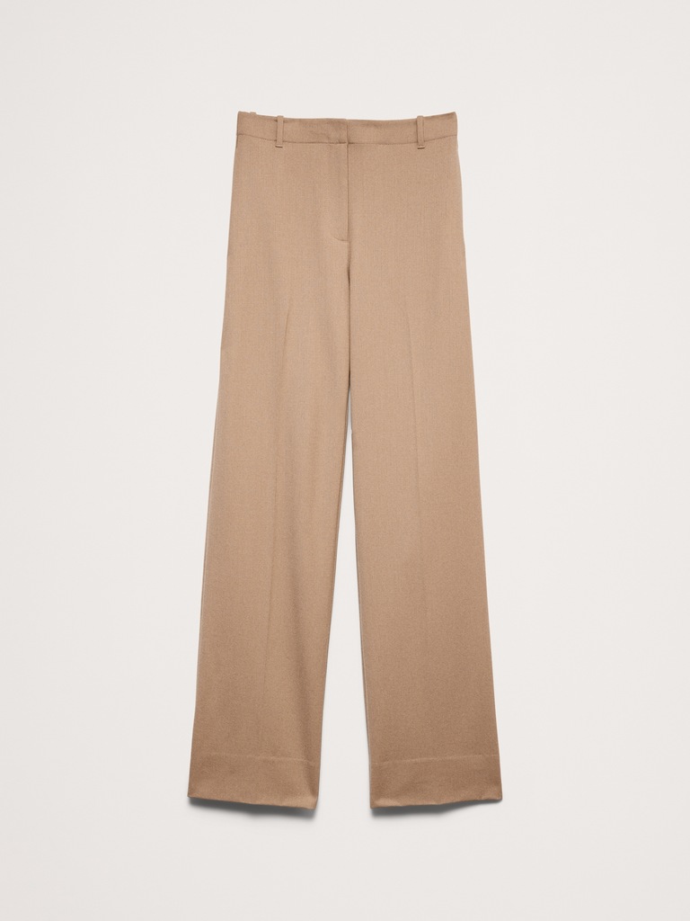 Pantalon droit moderne à taille haute en laine italienne