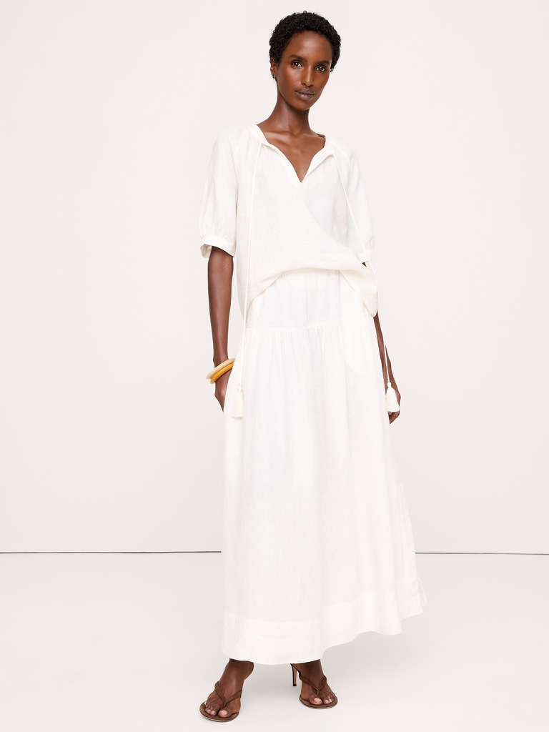 Linen Tassel-Tie Top