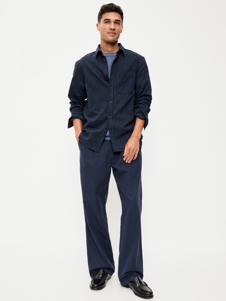 Relaxed Long-Sleeve Flannel Pocket Shirt