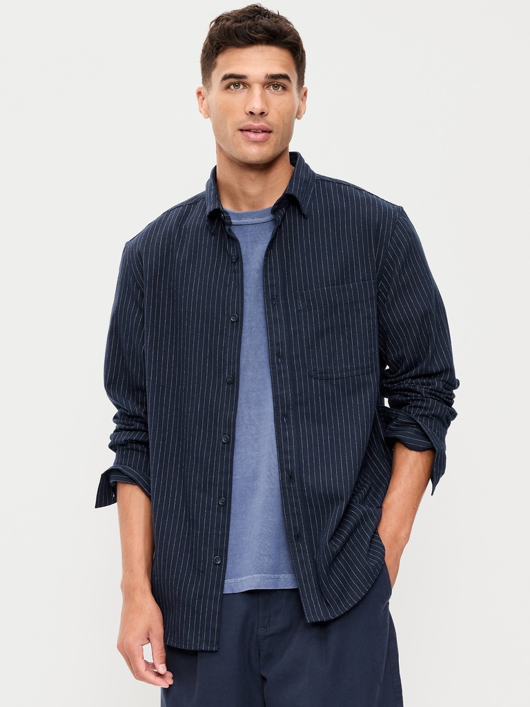 Relaxed Long-Sleeve Flannel Pocket Shirt