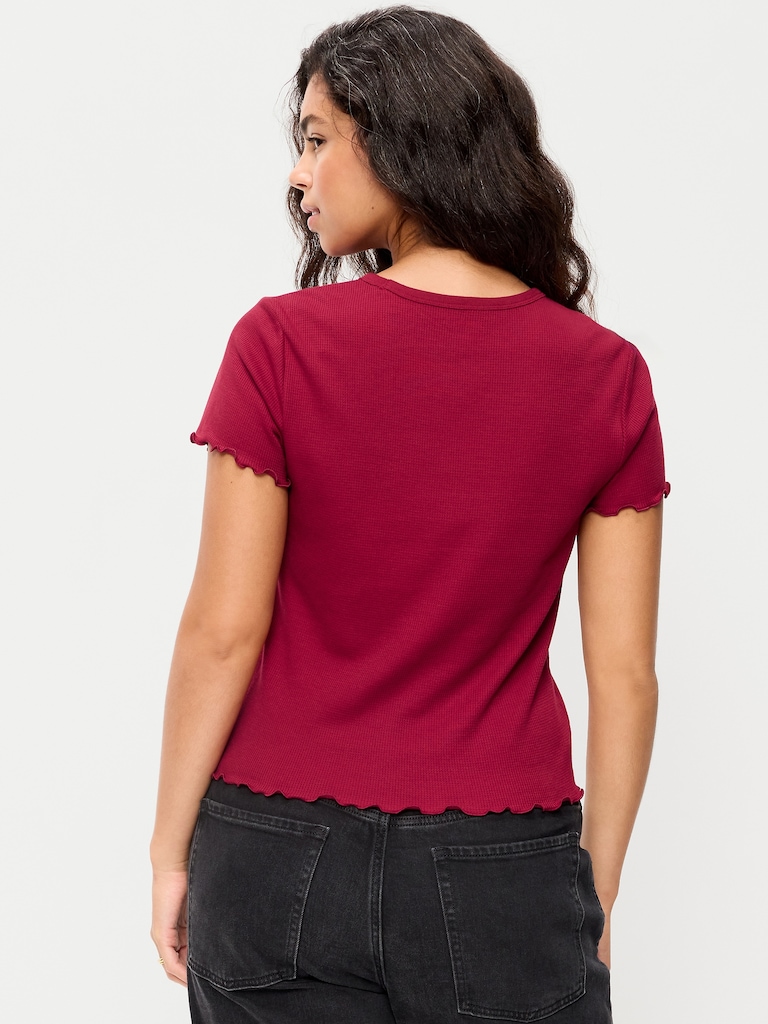 T-shirt ajusté court en tricot gaufré