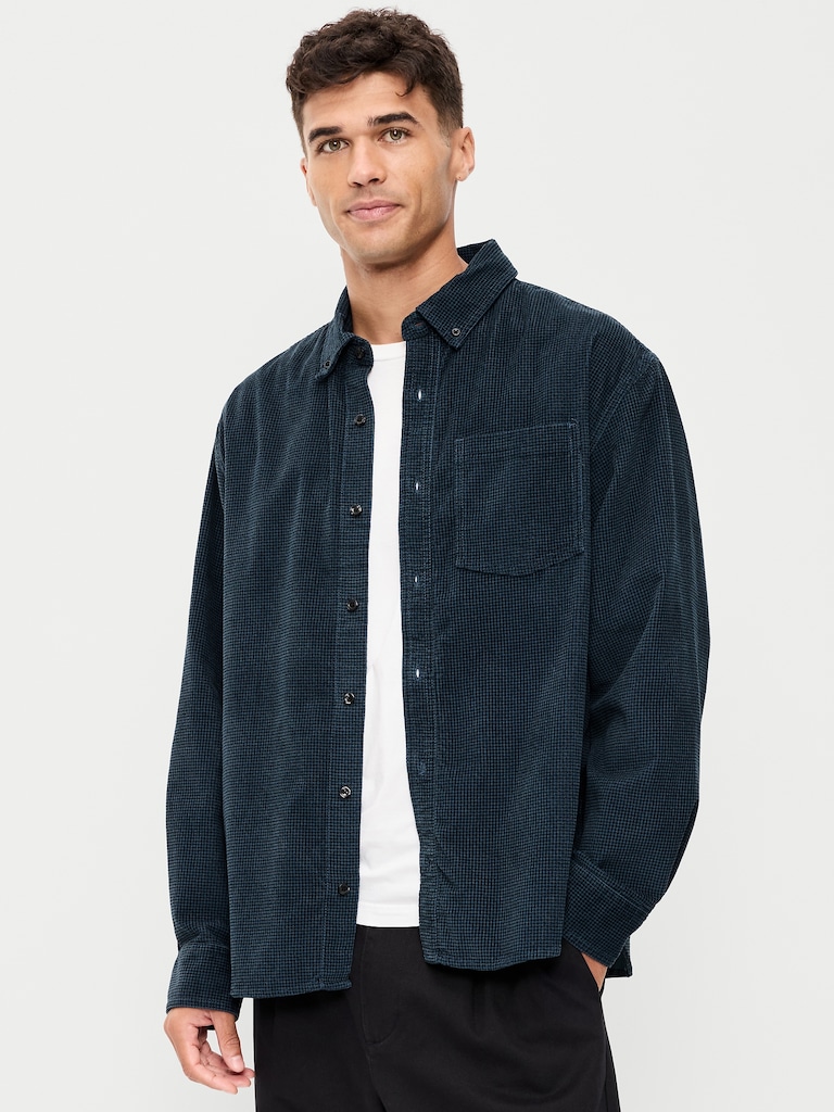Chemise ample en velours côtelé à manches longues