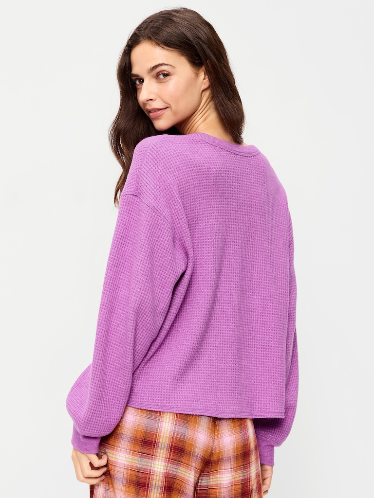Long-Sleeve Crew-Neck Henley T-Shirt