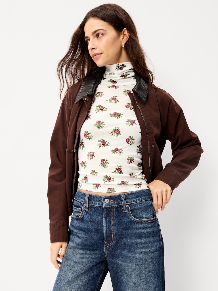 Slim-Fit Printed Turtleneck