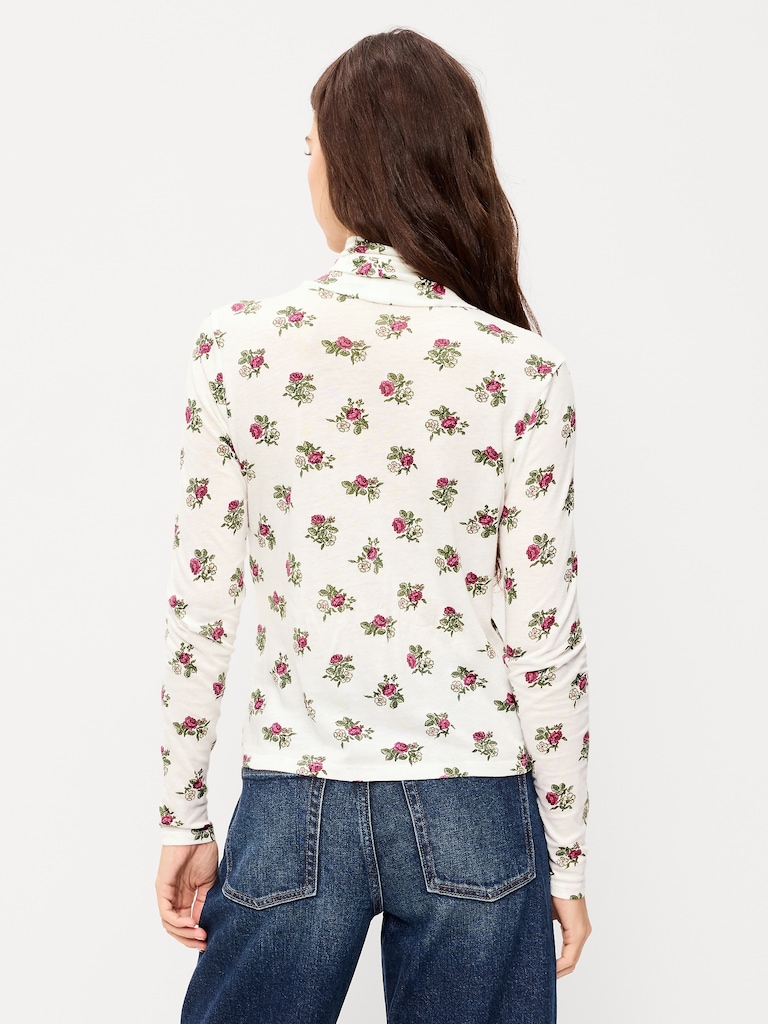 Slim-Fit Printed Turtleneck