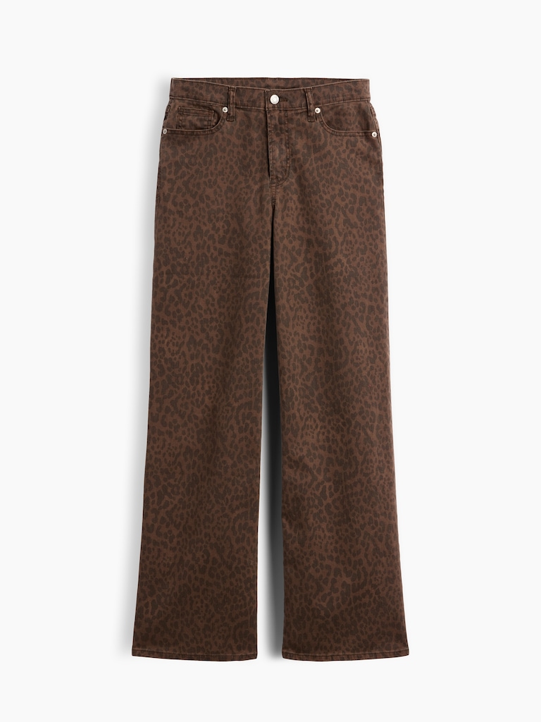 Mid Rise Print Wide-Leg Jeans