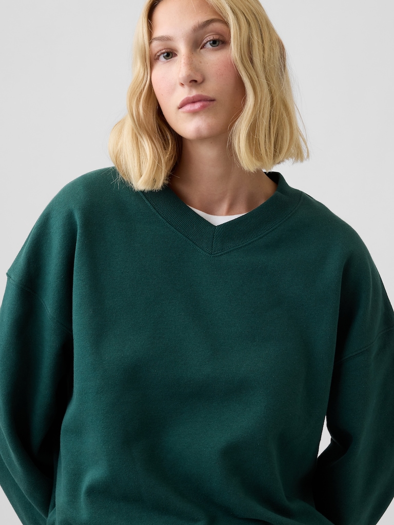 Oversized Wedge V-Neck Sweatshirt