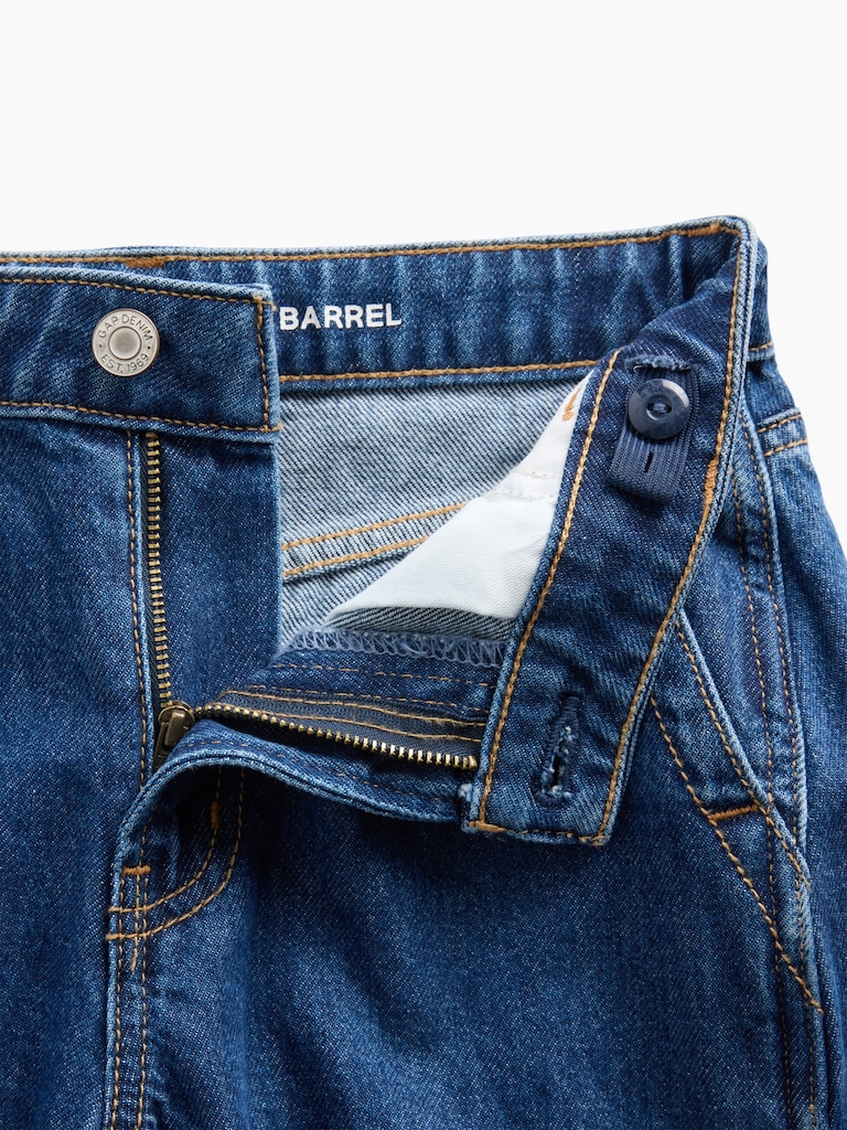 Kids High Rise Barrel Cargo Jeans