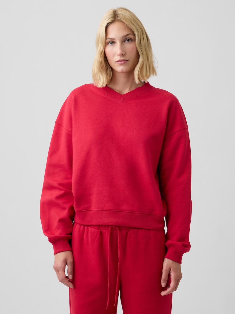 Oversized Wedge V-Neck Sweatshirt