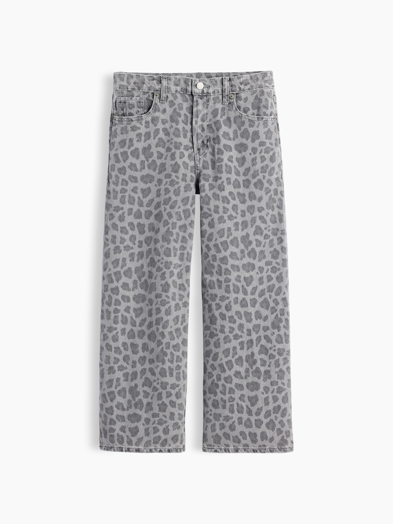 Kids Low Rise Stride Leopard Wide-Leg Jeans
