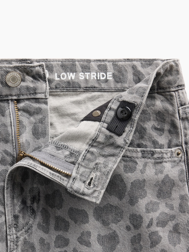 Kids Low Rise Stride Leopard Wide-Leg Jeans