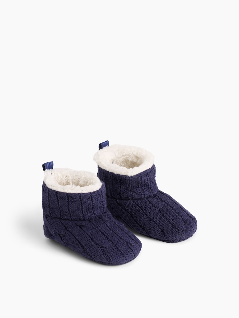 Baby Sherpa-Lined Sweater Booties