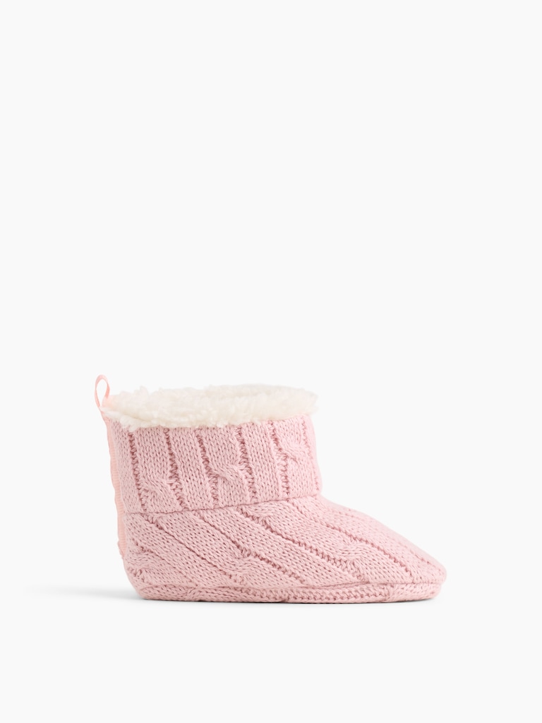 Baby Sherpa-Lined Sweater Booties