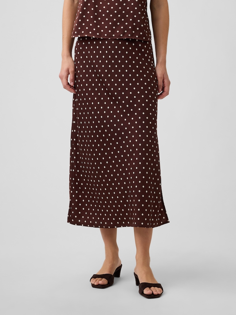 Satin Pull-On Maxi Skirt