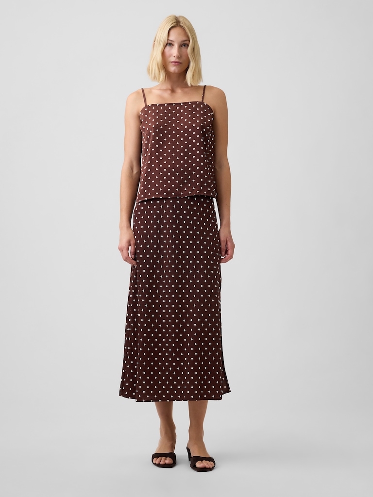 Satin Pull-On Maxi Skirt