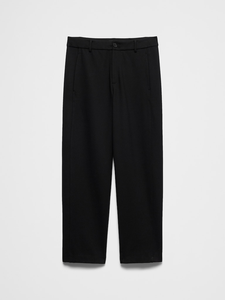 Barrel-Leg High-Rise Knit Ponte Pant